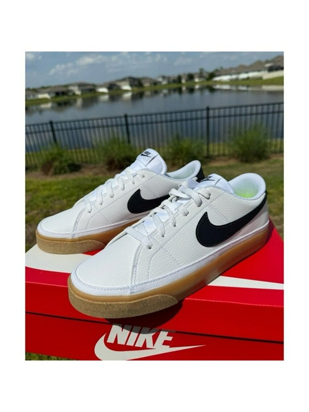 * 8.5 MEN'S NIKE COURT LEGACY NN SNEAKERS LOW WHITE / BLACK DH3161-109